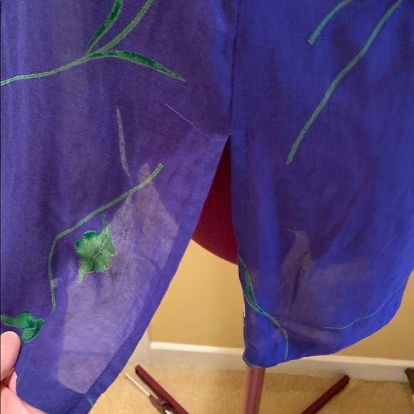 tru Vibrant Deep Blue Floral Casual Women’s Button Down short sleeved Shirt - Picture 5 of 10